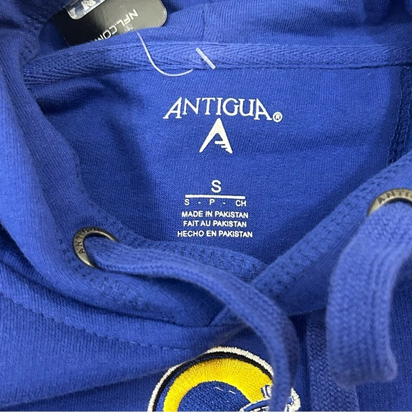 Los Angeles LA Rams NFL Football Antigua Blue Pullover Hoodie Sweatshirt Men’s - Picture 11 of 13